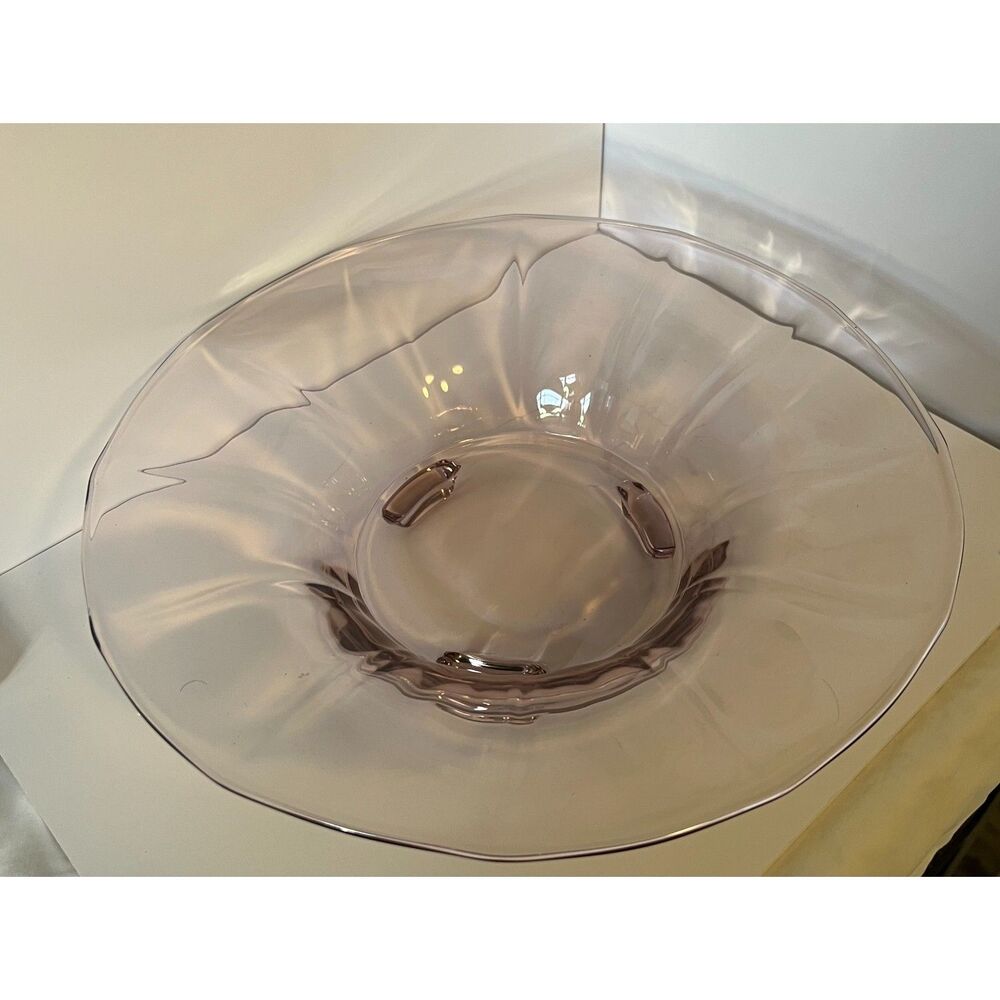 Dodecagon (12 sided) Pink Depression Glass Fruit Bowl on Footed Pedestal